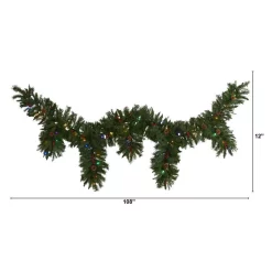 Christmas Greenery Nearly Natural 9 Ft. X 12 In. Hanging Icicle Artificial Christmas Garland With 50 Multi-Colored LED Lights, Berries And Pine Cones -Christmas Lights Sales nearly natural christmas garland 4458 c3 1000