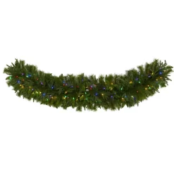 Christmas Lights Sales 15 Christmas Greenery Nearly Natural 6 Ft. X 18 In. Pre-Lit Christmas Pine Extra Wide Artificial Garland With 100 Multi-Colored LED Lights