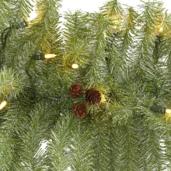 Christmas Greenery Nearly Natural 6 Ft. Pre-Lit Christmas Pine Artificial Garland With 50 Warm White LED Lights And Pine Cones -Christmas Lights Sales nearly natural christmas garland 4465 4f 1000