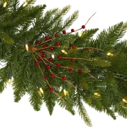 Christmas Greenery Nearly Natural 6 Ft. Pre-Lit Christmas Pine Artificial Garland With 50 Warm White LED Lights And Berries 9 Christmas Greenery Nearly Natural 6 Ft. Pre-Lit Christmas Pine Artificial Garland With 50 Warm White LED Lights And Berries -Christmas Lights Sales nearly natural christmas garland 4466 4f 1000