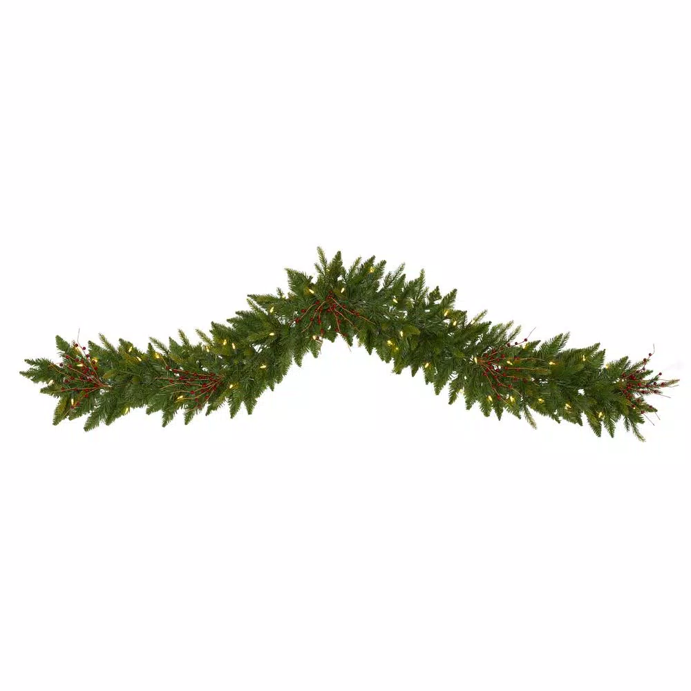 Christmas Greenery Nearly Natural 6 Ft. Pre-Lit Christmas Pine Artificial Garland With 50 Warm White LED Lights And Berries 3 Christmas Greenery Nearly Natural 6 Ft. Pre-Lit Christmas Pine Artificial Garland With 50 Warm White LED Lights And Berries