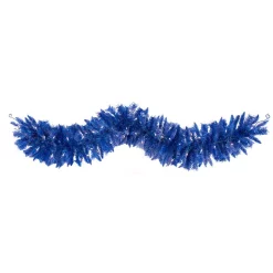 Christmas Greenery Nearly Natural 6 Ft. Pre-Lit Blue Artificial Christmas Garland With 50 Warm White Lights