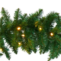 Christmas Greenery Nearly Natural 9 Ft. Battery Operated Pre-lit Artificial Christmas Pine Garland With 50 Warm White LED Lights -Christmas Lights Sales nearly natural christmas garland w1100 1f 1000
