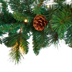 Christmas Greenery Nearly Natural 6 Ft. Battery Operated Pre-lit Mixed Pine And Pinecone Artificial Garland With 35 Clear LED Lights -Christmas Lights Sales nearly natural christmas garland w1103 1f 1000