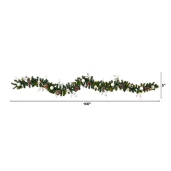 Christmas Greenery Nearly Natural 9 Ft. Battery Operated Pre-lit Ornament And Pinecone Artificial Christmas Garland With 50 Clear LED Lights -Christmas Lights Sales nearly natural christmas garland w1106 c3 1000