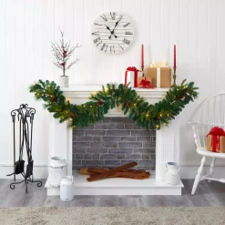 Christmas Greenery Nearly Natural 6 Ft. Battery Operated Pre-lit Mixed Pine And Pinecone Artificial Garland With 35 Clear LED Lights -Christmas Lights Sales nearly natural christmas garland w1107 31 1000