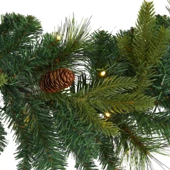 Christmas Greenery Nearly Natural 6 Ft. Battery Operated Pre-lit Mixed Pine And Pinecone Artificial Garland With 35 Clear LED Lights -Christmas Lights Sales nearly natural christmas garland w1107 4f 1000