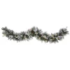 Christmas Greenery Nearly Natural 6 Ft. Battery Operated Pre-lit Flocked Mixed Pine Artificial Christmas Garland With 50 LED Lights, Pine Cones, Berries -Christmas Lights Sales nearly natural christmas garland w1130 64 1000