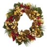 Christmas Greenery Nearly Natural 24in. Unlit Artifical Holiday Wreath With Golden Hydrangea, Berries And Pine -Christmas Lights Sales nearly natural christmas wreaths 4268 64 1000
