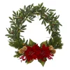 Christmas Greenery Nearly Natural 21in. Olive With Poinsettia, Berry And Pine Artificial Wreath 2 Christmas Greenery Nearly Natural 21in. Olive With Poinsettia, Berry And Pine Artificial Wreath -Christmas Lights Sales nearly natural christmas wreaths 4397 64 1000