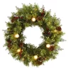 Christmas Greenery Nearly Natural 24 In. Pre-Lit Christmas Artificial Wreath With 50 White Warm Lights 7 Globe Bulbs Berries And Pine Cones -Christmas Lights Sales nearly natural christmas wreaths 4456 64 1000
