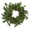 Christmas Greenery Nearly Natural 24 In. Holly Berry Artificial Wreath -Christmas Lights Sales nearly natural christmas wreaths 4475 64 1000