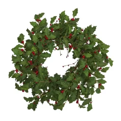 Christmas Greenery Nearly Natural 28 In. Holly Berry Artificial Wreath
