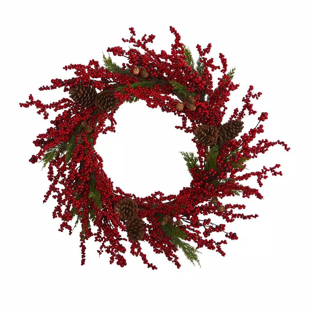 Christmas Greenery Nearly Natural 34 In. Cypress Artificial Wreath With Berries And Pine Cones 3 Christmas Greenery Nearly Natural 34 In. Cypress Artificial Wreath With Berries And Pine Cones
