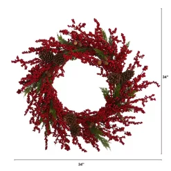 Christmas Greenery Nearly Natural 34 In. Cypress Artificial Wreath With Berries And Pine Cones 6 Christmas Greenery Nearly Natural 34 In. Cypress Artificial Wreath With Berries And Pine Cones -Christmas Lights Sales nearly natural christmas wreaths 4479 c3 1000