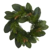 Christmas Greenery Nearly Natural 16 In. Magnolia Leaf And Mixed Pine Artificial Wreath With Pine Cones -Christmas Lights Sales nearly natural christmas wreaths 4491 64 1000