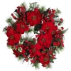 Christmas Greenery Nearly Natural 24in. Poinsettia Wreath -Christmas Lights Sales nearly natural christmas wreaths 4660 64 1000
