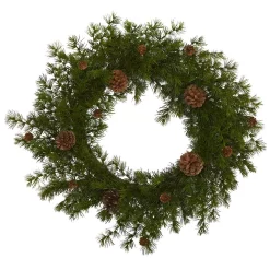 Christmas Greenery Nearly Natural 18 In. Alpine Pine And Pine Cone Artificial Wreath