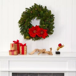 Christmas Greenery Nearly Natural 30 In. Magnolia Pine And Pinecone Artificial Wreath -Christmas Lights Sales nearly natural christmas wreaths w1011 31 1000