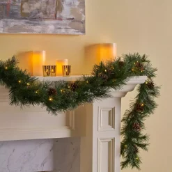 Christmas Greenery Noble House 9 Ft. Cashmere Pine Battery Operated Pre-Lit LED Artificial Christmas Garland With Snowy Branches And Pinecones 9 Christmas Greenery Noble House 9 Ft. Cashmere Pine Battery Operated Pre-Lit LED Artificial Christmas Garland With Snowy Branches And Pinecones -Christmas Lights Sales noble house christmas garland 54838 1f 1000
