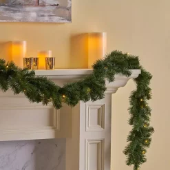Christmas Greenery Noble House 9 Ft. Noble Fir Battery Operated Pre-Lit Clear LED Artificial Christmas Garland -Christmas Lights Sales noble house christmas garland 54925 4f 1000