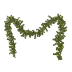 Christmas Greenery Noble House 9 Ft. Noble Fir Battery Operated Pre-Lit Clear LED Artificial Christmas Garland