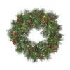 Christmas Greenery Noble House 24 In. Battery Operated Pre-Lit LED Artificial Christmas Wreath With Snowy Branches And Pinecones -Christmas Lights Sales noble house christmas wreaths 54831 64 1000