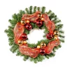 Christmas Greenery Noble House 24 In. Pre-Lit LED Artificial Christmas Wreath With Gold And Red Ornaments -Christmas Lights Sales noble house christmas wreaths 70156 64 1000
