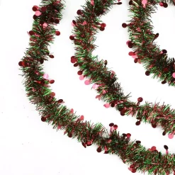 Christmas Greenery Northlight 50 Ft. Unlit Red And Green Christmas Tinsel Garland With Red Polka Dots