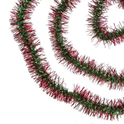 Christmas Greenery Northlight 50 Ft. Unlit Shiny Red And Green Spiral Center Christmas Tinsel Garland
