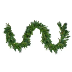 Christmas Greenery Northlight 9 In. X 14 In. Pre-Lit Mixed Colorado Pine Artificial Christmas Garland, Clear Lights
