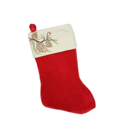 Indoor Christmas Decorations Northlight 19 In. Traditional Red Pine Cone Suede Cuff Christmas Stocking