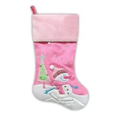 Indoor Christmas Decorations Northlight 20.5 In. Pink Embroidered And Embellished Ice Skating Snowman And Christmas Tree Stocking