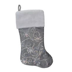 Indoor Christmas Decorations Northlight 22 In. Silver Metallic Sequined Polyester Christmas Stocking With Faux Fur Cuff