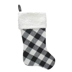 Indoor Christmas Decorations Northlight 23 In. Black And White Polyester Rustic Checkered Christmas Stocking