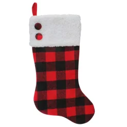 Indoor Christmas Decorations Northlight 23 In. Black And Red Polyester Rustic Buffalo Plaid Christmas Stocking