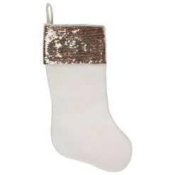 Indoor Christmas Decorations Northlight 20 In. Rose Gold And White Reversible Sequin Cuff Polyester Christmas Stocking