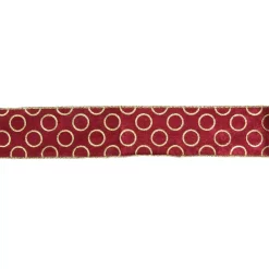 Christmas Tree Decorations Northlight 2.5 In. X 16 Yds. Metallic Red And Gold Circle Wired Craft Ribbon