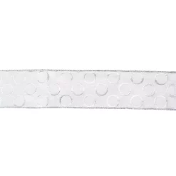 Christmas Tree Decorations Northlight 2.5 In. X 16 Yds. Snowy White And Metallic Silver Circle Wired Craft Ribbon