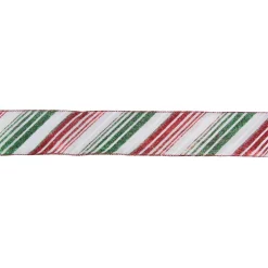 Christmas Tree Decorations Northlight 2.5 In. X 16 Yds. Red And Green Diagonal Glitter Stripe Wired Craft Ribbon