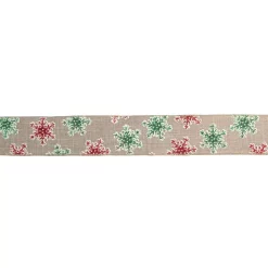 Christmas Tree Decorations Northlight 2.5 In. X 16 Yds. Red And Green Glitter Snowflake Burlap Wired Craft Ribbon