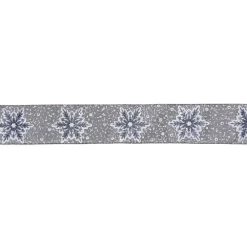 Christmas Tree Decorations Northlight 2.5 In. X 16 Yds. Grey And White Glitter Snowflake Wired Craft Ribbon