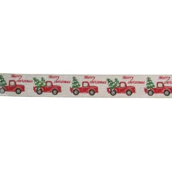 Christmas Tree Decorations Northlight 2.5 In. X 16 Yds. Red Trucks And Christmas Tree Wired Craft Beige Ribbon