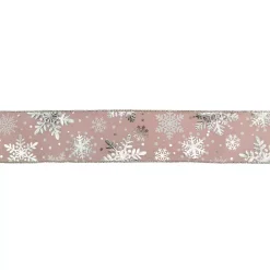 Christmas Tree Decorations Northlight 2.5 In. X 16 Yds. Metallic Rose Gold Snowflake Wired Craft Ribbon