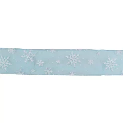Christmas Tree Decorations Northlight 2.5 In. X 16 Yds. Shimmering White Iridescent Snowflakes On A Light Blue Sheer Ribbon