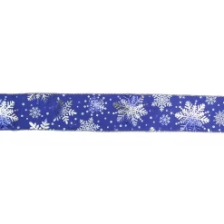 Christmas Tree Decorations Northlight 2.5 In. X 16 Yds. Metallic Blue And Silver Snowflake Wired Craft Ribbon