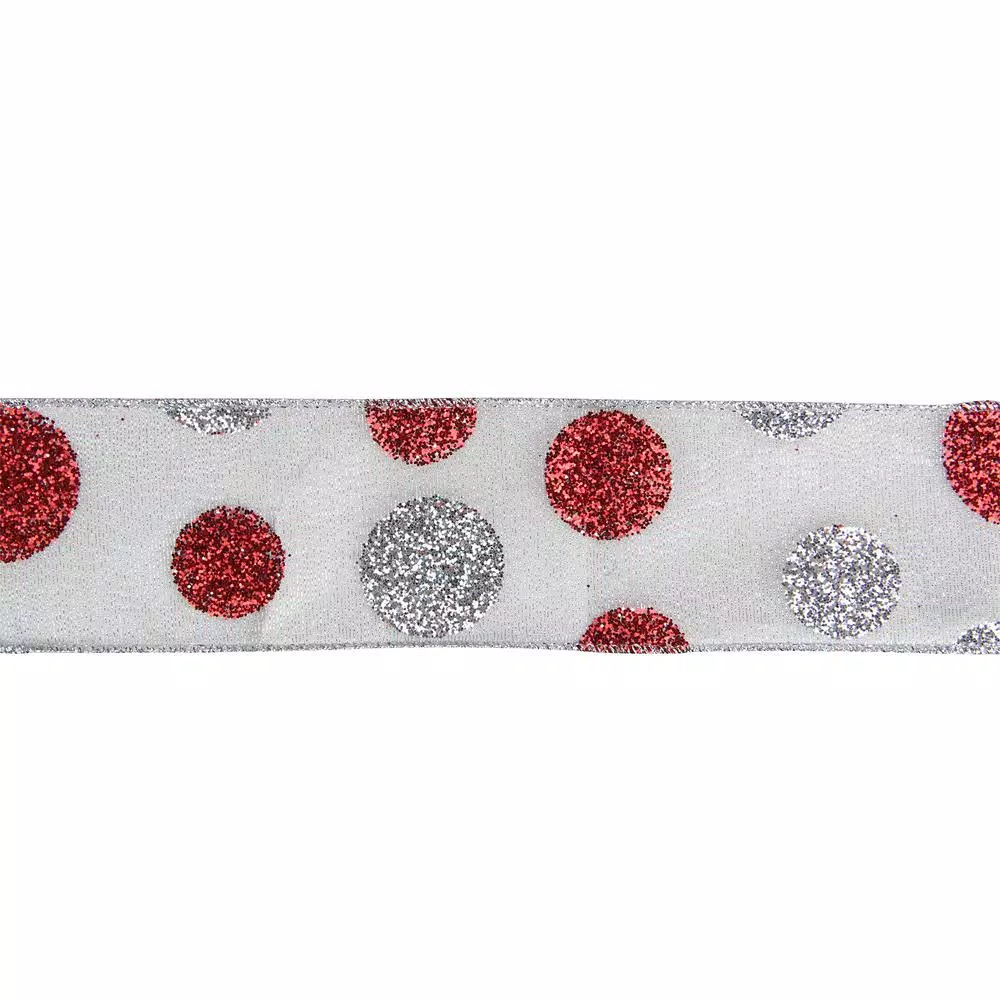 Christmas Tree Decorations Northlight 2.5 In. X 16 Yds. Silver And Red Glitter Polka Dots On Metallic Wired Ribbon 3 Christmas Tree Decorations Northlight 2.5 In. X 16 Yds. Silver And Red Glitter Polka Dots On Metallic Wired Ribbon