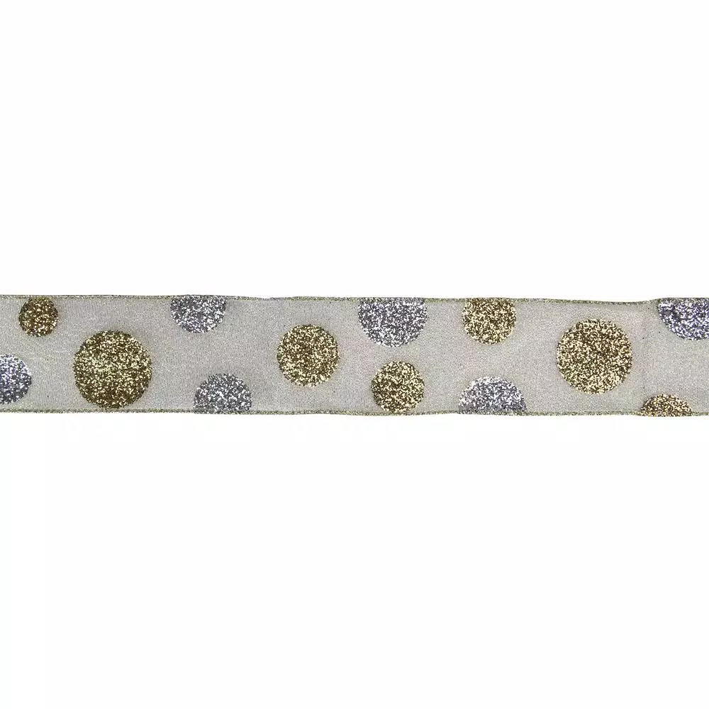 Christmas Tree Decorations Northlight 2.5 In. X 16 Yds. Gold And Silver Glitter Polka Dots On Metallic Wired Ribbon 3 Christmas Tree Decorations Northlight 2.5 In. X 16 Yds. Gold And Silver Glitter Polka Dots On Metallic Wired Ribbon