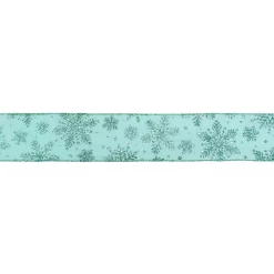 Christmas Tree Decorations Northlight 2.5 In. X 16 Yds. Shimmering And Sparkly Aqua Snowflake Wired Craft Ribbon