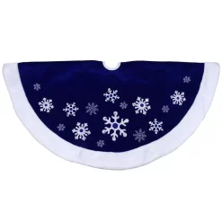 Christmas Tree Decorations Northlight 48 In. Blue Velveteen Snowflake Christmas Tree Skirt With Faux Fur Trim